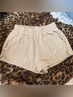 Forever 21 Tan Elastic-Waist Athletic Shorts
